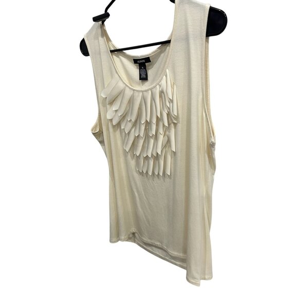 Alfani Womens Sleeveless Cream Top With Layered Petal Design Rayon & Spandex XL - Picture 3 of 8